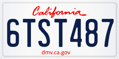 CA license plate 6TST487