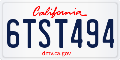 CA license plate 6TST494