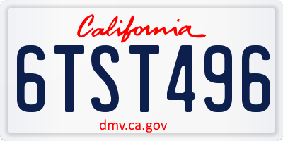CA license plate 6TST496