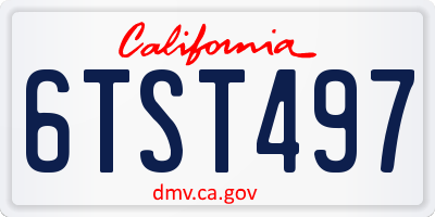 CA license plate 6TST497