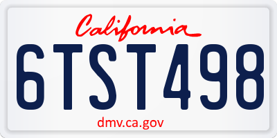 CA license plate 6TST498