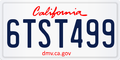 CA license plate 6TST499