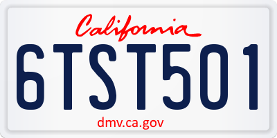 CA license plate 6TST501