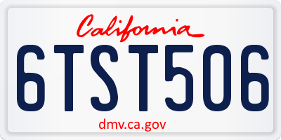 CA license plate 6TST506