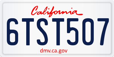 CA license plate 6TST507