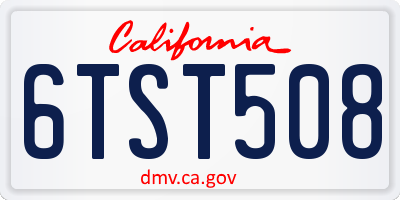 CA license plate 6TST508