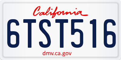 CA license plate 6TST516