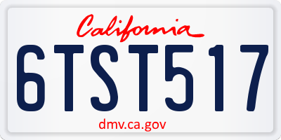 CA license plate 6TST517