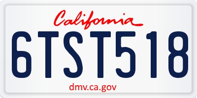 CA license plate 6TST518