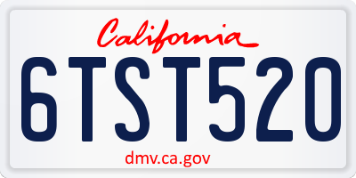 CA license plate 6TST520