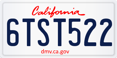 CA license plate 6TST522