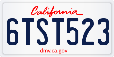 CA license plate 6TST523