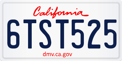 CA license plate 6TST525
