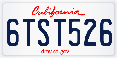 CA license plate 6TST526