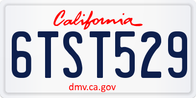 CA license plate 6TST529