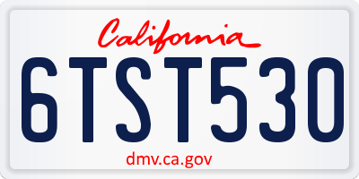 CA license plate 6TST530