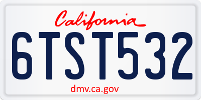 CA license plate 6TST532