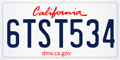 CA license plate 6TST534