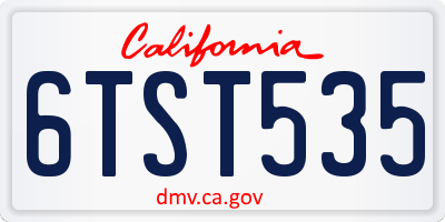 CA license plate 6TST535