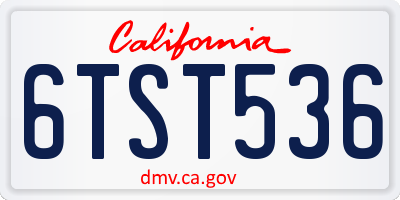 CA license plate 6TST536