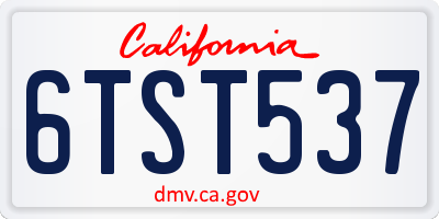 CA license plate 6TST537