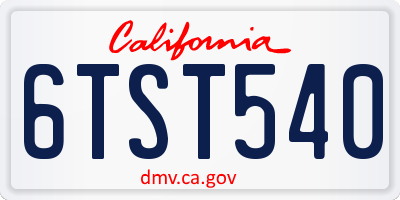 CA license plate 6TST540