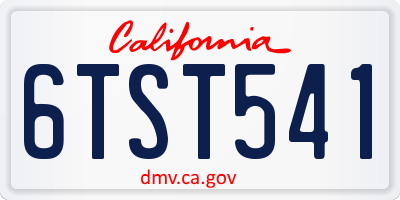 CA license plate 6TST541