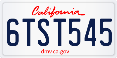 CA license plate 6TST545