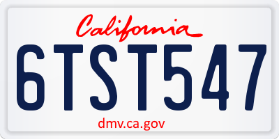 CA license plate 6TST547