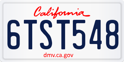 CA license plate 6TST548