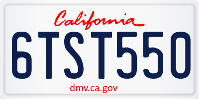 CA license plate 6TST550