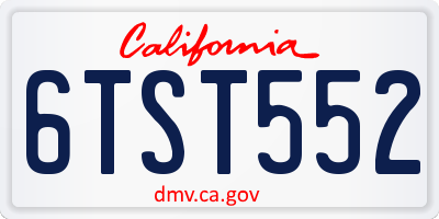 CA license plate 6TST552