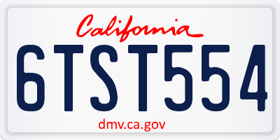 CA license plate 6TST554
