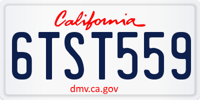 CA license plate 6TST559