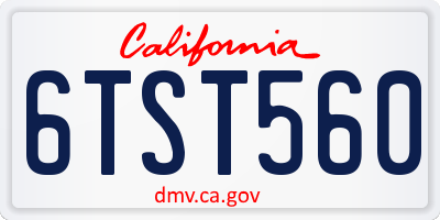 CA license plate 6TST560