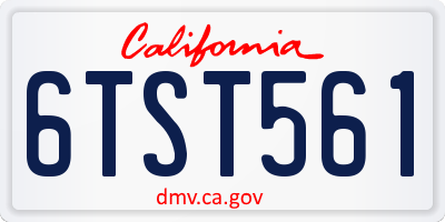 CA license plate 6TST561