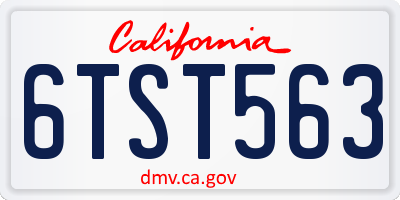 CA license plate 6TST563