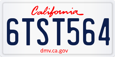 CA license plate 6TST564