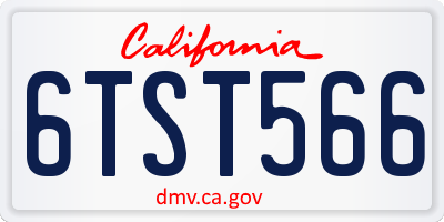 CA license plate 6TST566