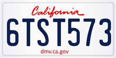 CA license plate 6TST573