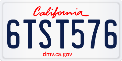 CA license plate 6TST576