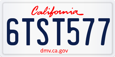 CA license plate 6TST577
