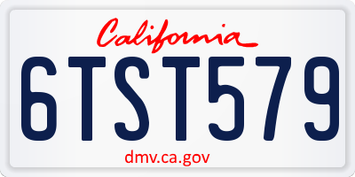 CA license plate 6TST579