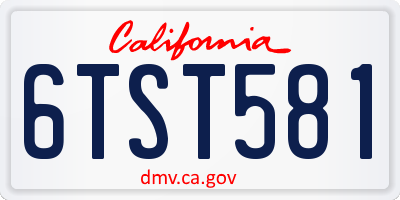 CA license plate 6TST581