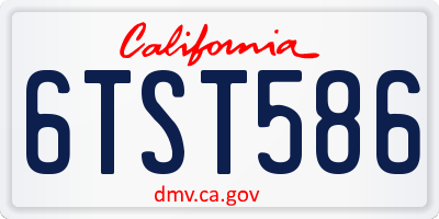 CA license plate 6TST586