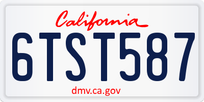 CA license plate 6TST587