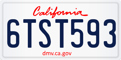 CA license plate 6TST593