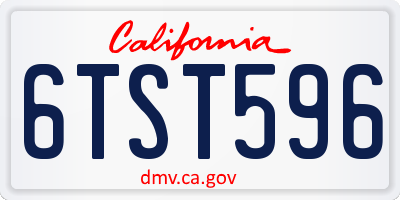 CA license plate 6TST596