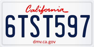 CA license plate 6TST597