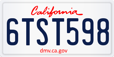CA license plate 6TST598
